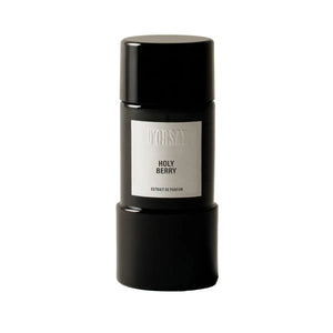 D'Orsay - Holy Berry Extrait de Parfum in schwarzem Flakon mit schlichtem weißem Etikett vor weißem Hintergrund