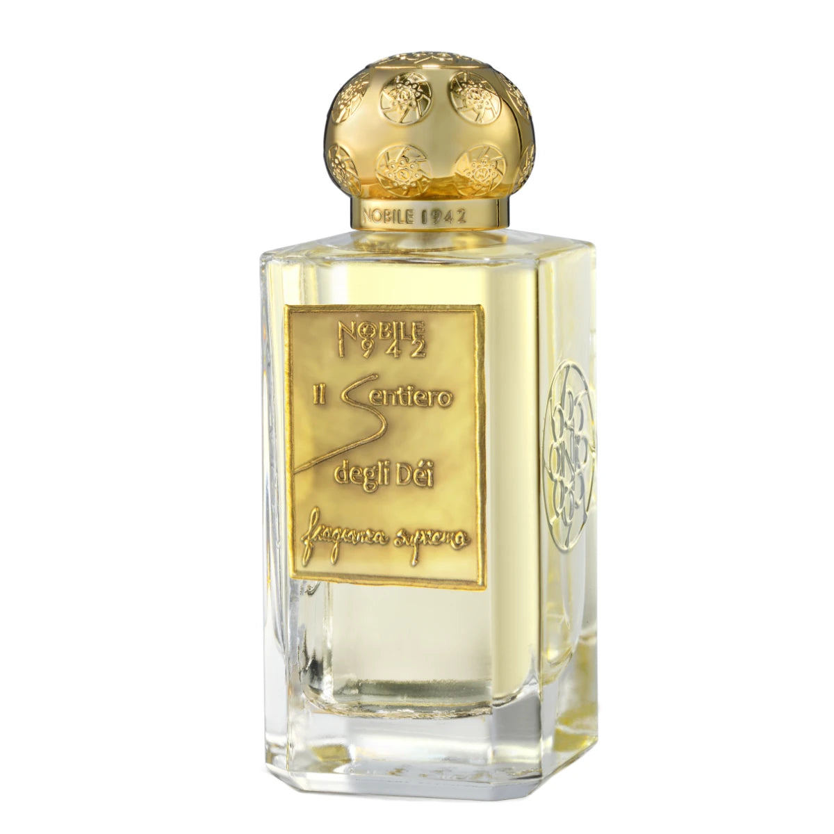 Nobile 1942 - Il Sentiero degli Déi - Fragranza Suprema Parfumflakon mit goldener Plakette und kunstvollem Verschluss in klarem Glas