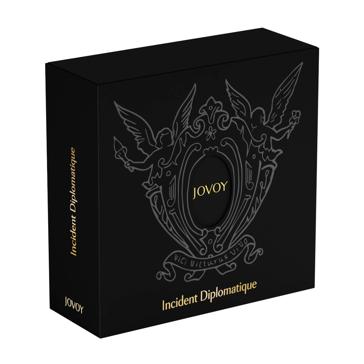 Jovoy - Incident Diplomatique edle schwarze Verpackung mit goldfarbenem Schriftzug und filigranem Engelmotiv