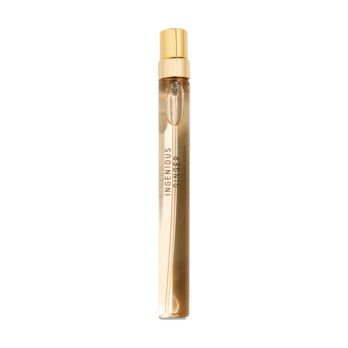 Goldfield & Banks - Native Collection - Ingenious Ginger zeigt schlanken Flakon mit goldfarbenem Verschluss vor weißem Hintergrund