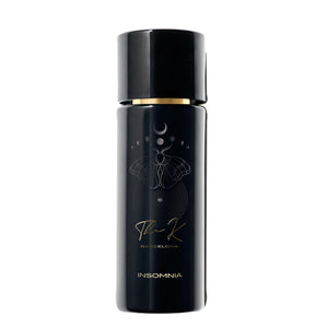 Kinetic Perfumes - Insomnia Parfumflakon in elegantem Schwarz mit goldener Schrift und feinem Mond- und Mottenmotiv