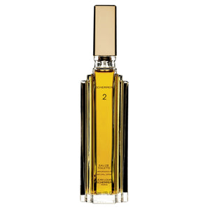 Scherrer - Scherrer 2 schlanker Flakon mit goldenem Verschluss und bernsteinfarbenem Duft vor weißem Hintergrund