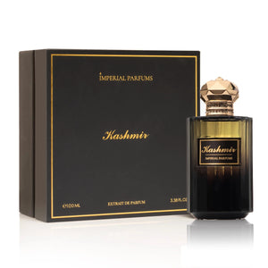 Imperial Parfums - Kashmir mit elegantem dunkelgoldenem Flakon und schwarzer edler Geschenkbox mit goldener Umrandung