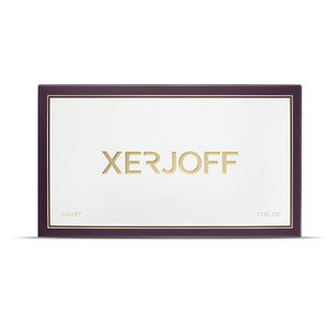 Xerjoff - Shooting Stars - Allende elegante Geschenkverpackung mit goldfarbenem Schriftzug auf weißem Untergrund und dunklem Rahmen