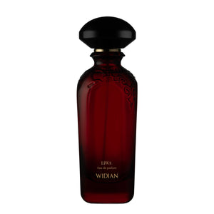 Widian - Velvet Collection - Liwa - Eau de Parfum mit dunkelrotem Flakon und dekorativen Mustern im eleganten Design