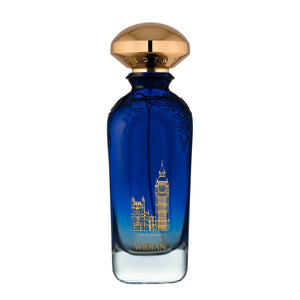 Widian - Sapphire Collection - London - Eau de Parfum mit blauem Flakon und goldfarbenem Big Ben Motiv elegant gestaltet
