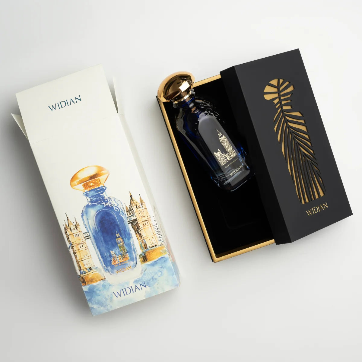 Widian - Sapphire Collection - London - Eau de Parfum in edlem blauen Flakon mit goldfarbenem Verschluss und verziertem Geschenkbox-Design