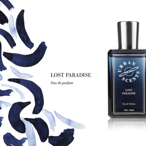 Urban Scents - Lost Paradise Parfumflakon in tiefblauem Glas mit silbernem Verschluss und zeitgenössischem Design