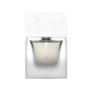 Sora Dora - White Collection - Lü Bu Parfumflakon in elegantem Silber mit weißem Marmorverschluss minimalistisch gestaltet