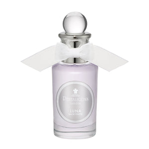 Penhaligon's - British Tales - Luna zart lavendelfarbener Flakon mit silbernem Verschluss und weißer Schleife elegant gestaltet