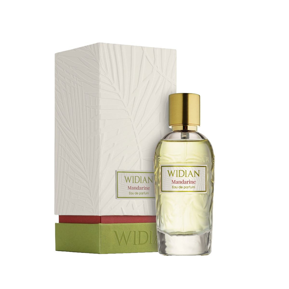 Widian - Rose Arabia Collection - Mandarine Parfumflakon mit goldenem Verschluss und edler Verpackung mit Blattmuster