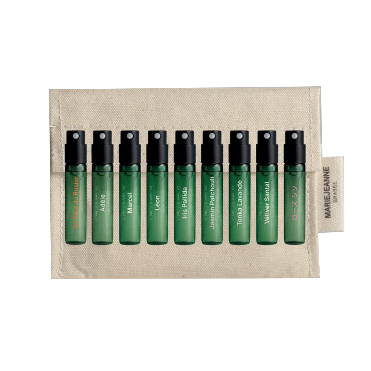 Marie Jeanne - Discovery Set mit neun Duftproben in grünem Design, ideal zum Kennenlernen verschiedener Parfums