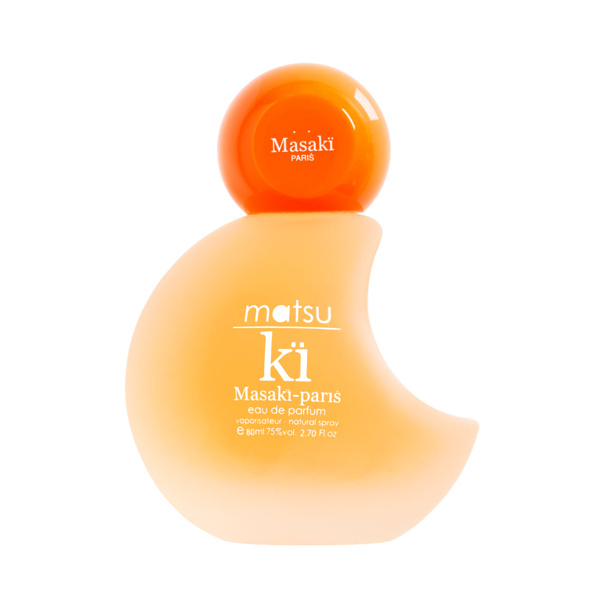 Masakï Matsushïma - Matsu Kï Parfumflakon in geschwungener Form mit warmem orangefarbenem Deckel und sanfter Farbverlauf