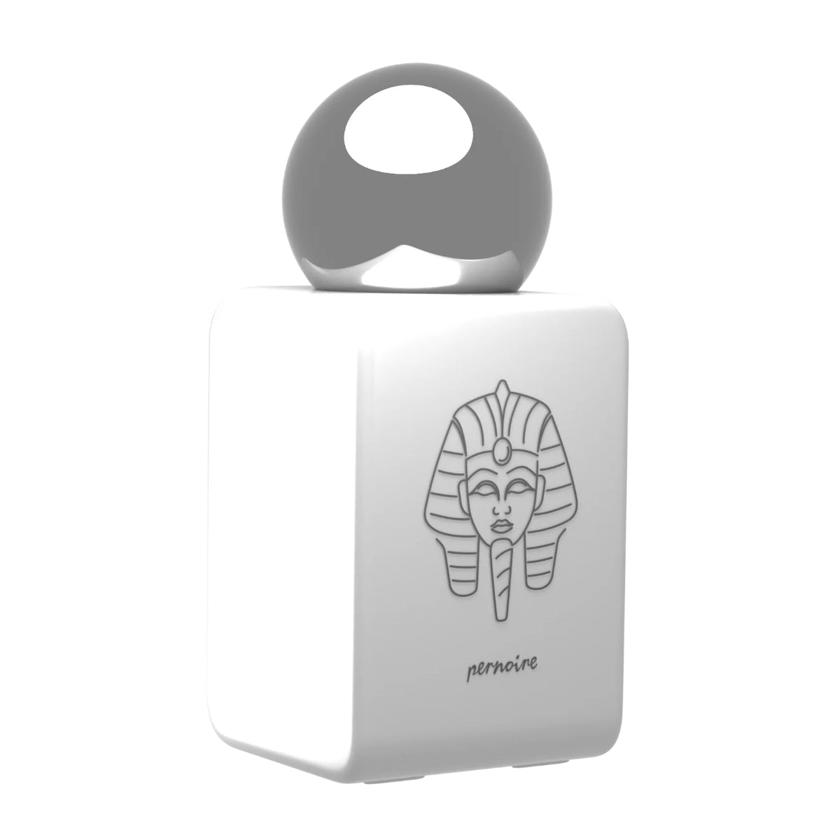 Pernoire - Odus Collection - Melos Parfumflakon mit ägyptisch inspiriertem Design und rundem Verschluss auf weißem Hintergrund