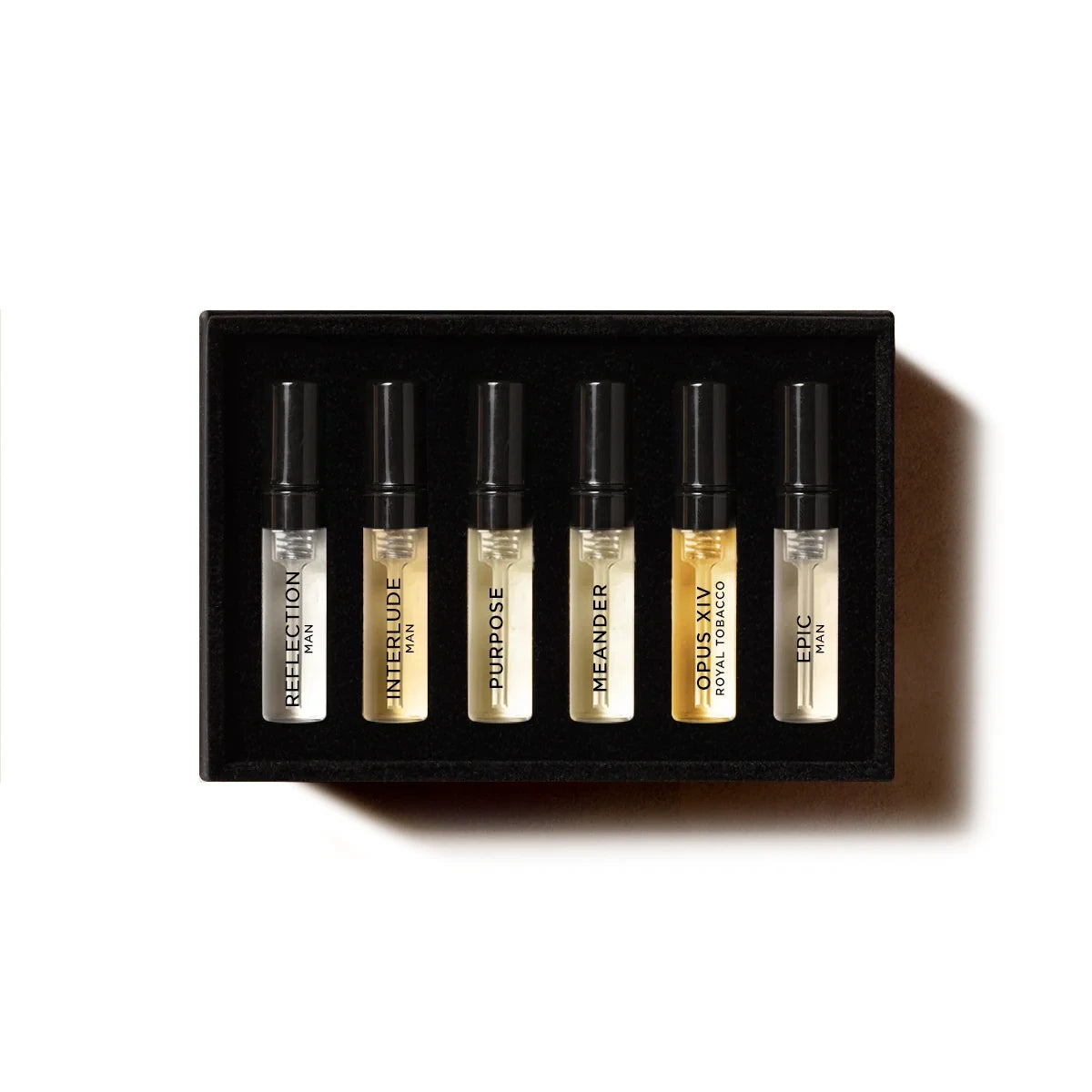 Amouage - Men's Collection - Discovery Set mit sechs Parfumproben in klaren Sprühflakons in elegantem schwarzen Etui