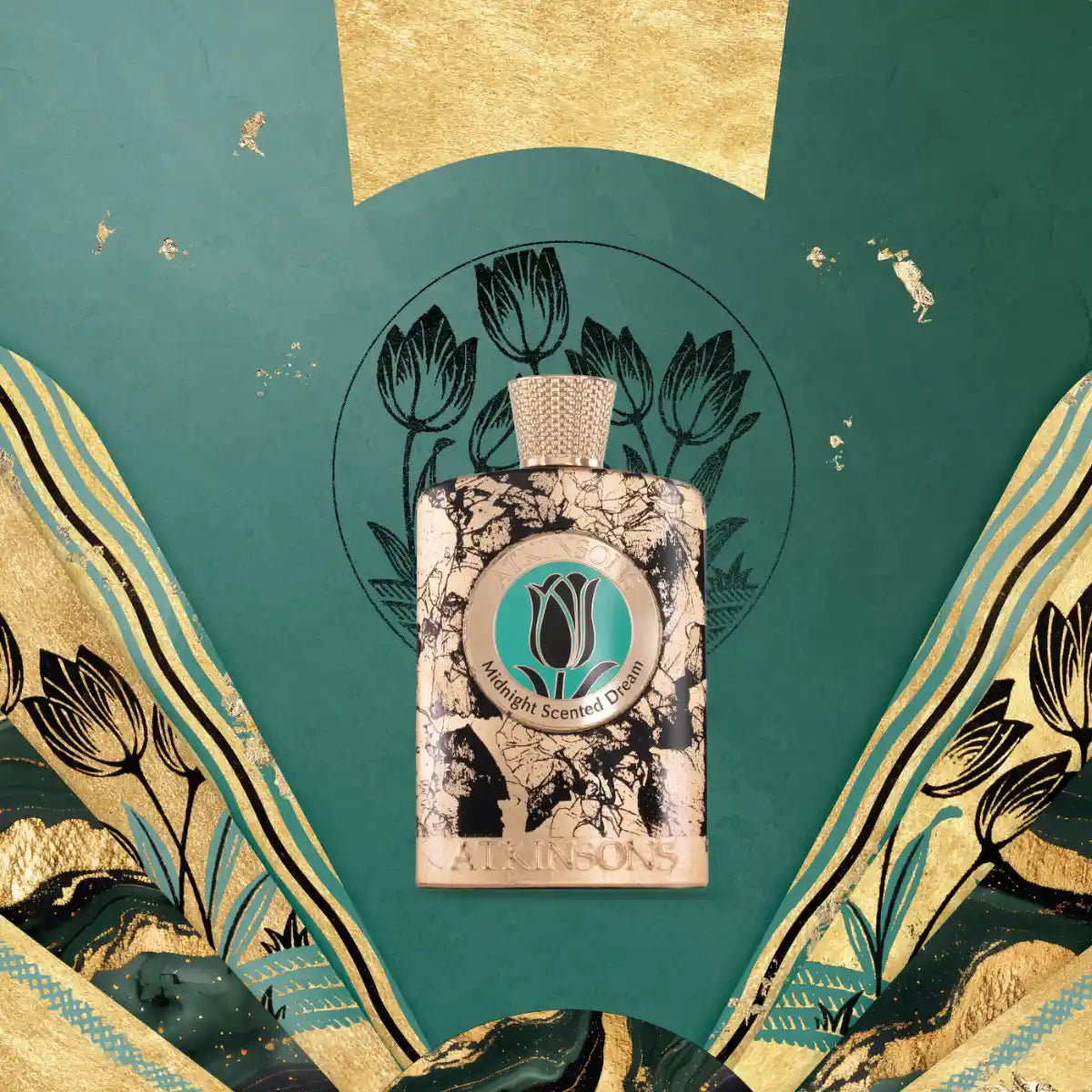 Atkinsons 1799 - Midnight Scented Dream Parfumflakon mit kunstvollem Marmor-Design und goldener Dekoration