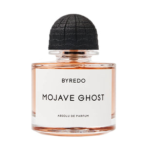 Byredo - Mojave Ghost - Absolu de Parfum Flakon mit schwarzem Holzverschluss und schlichtem Etikett vor weißem Hintergrund