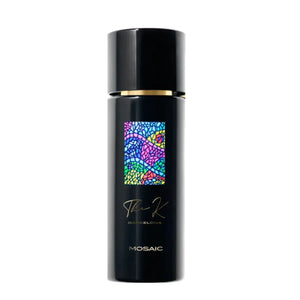 Kinetic Perfumes - Mosaic schwarzer Flakon mit farbigem Mosaikdesign und goldfarbenem Akzent elegant gestaltet
