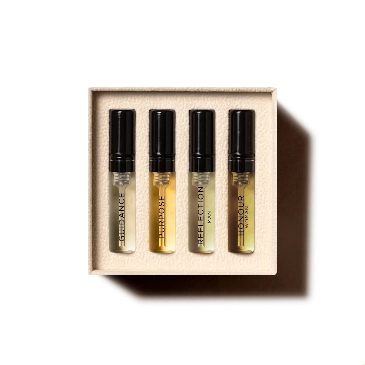 Amouage - Most Loved - Discovery Set mit vier Parfumproben in schlichtem, edlem Kasten und schwarzem Sprühkopf