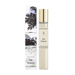 Une Nuit Nomade - Une Nuit a Bali - Mr. Vetiver eleganter Duftroller mit goldfarbenem Verschluss und künstlerischer Verpackung