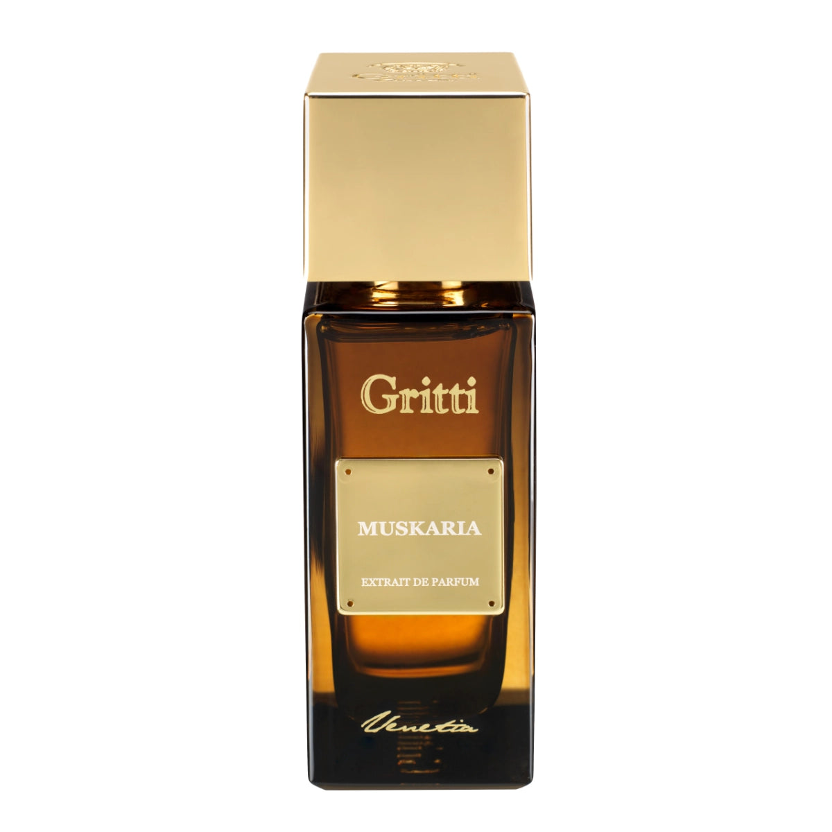 Gritti - Ivy Collection - Muskaria Parfumflakon in dunklem Glas mit goldfarbenem Verschluss und edler Beschriftung