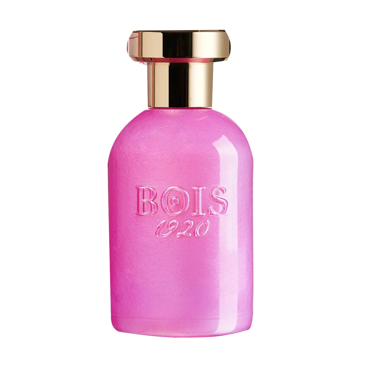 Bois 1920 - La Voluttuose - Notturno Fiorentino pinker Flakon mit goldfarbenem Verschluss vor weißem Hintergrund
