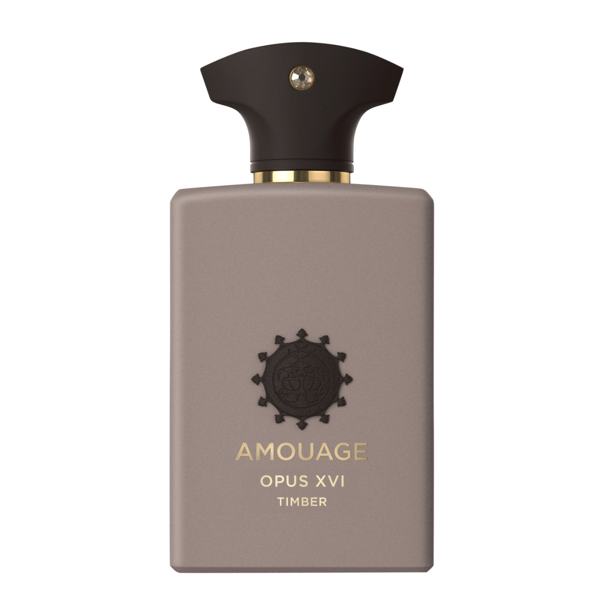Amouage - Library Collection - Opus XVI - Timber Parfumflakon in mattem Braun mit schwarzem Verschluss und goldener Schriftgestaltung