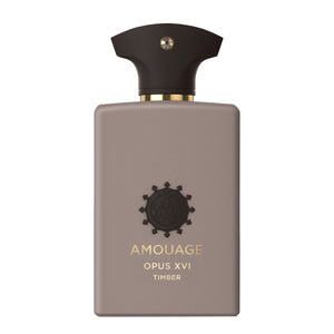 Amouage - Library Collection - Opus XVI - Timber Parfumflakon in mattem Braun mit schwarzem Verschluss und goldener Schriftgestaltung