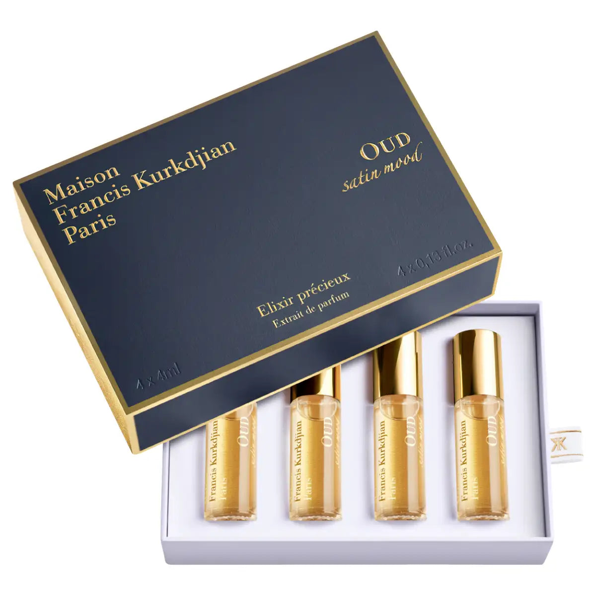 Maison Francis Kurkdjian Paris - Oud Satin Mood - Roll On Elixir Set mit vier eleganten Parfümflakons in Geschenkverpackung