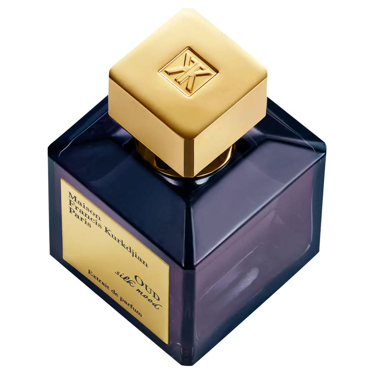 Maison Francis Kurkdjian Paris -Silk Mood - Extrait de Parfum im eleganten dunkelblauen Flakon mit goldenem Verschluss präsentiert