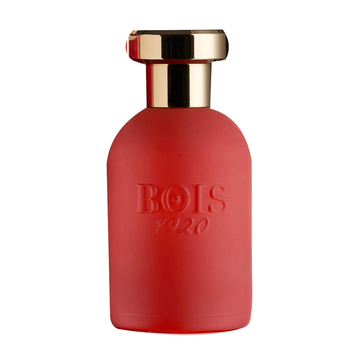 Bois 1920 - Oro Collection - Oro Rosso roter Flakon mit goldfarbenem Verschluss vor weißem Hintergrund