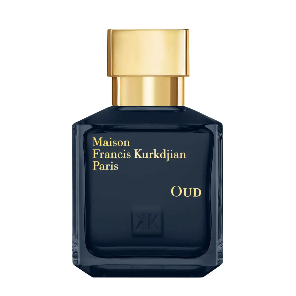 Maison Francis Kurkdjian Paris - Oud dunkler Flakon mit goldfarbenem Verschluss vor weißem Hintergrund