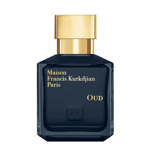 Maison Francis Kurkdjian Paris - Oud dunkler Flakon mit goldfarbenem Verschluss vor weißem Hintergrund