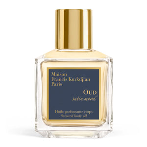 Maison Francis Kurkdjian Paris - Oud Satin Mood - Body Oil in klarem Flakon mit goldenem Verschluss und blauem Etikett