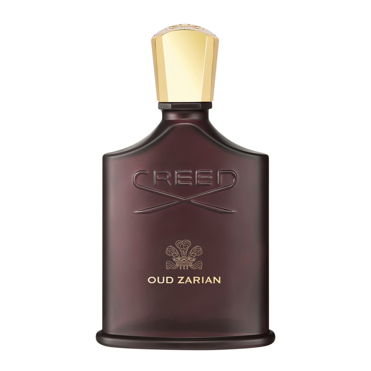 Creed - Oud Zarian Parfumflakon in dunklem Glas mit goldfarbenem Verschluss vor weißem Hintergrund
