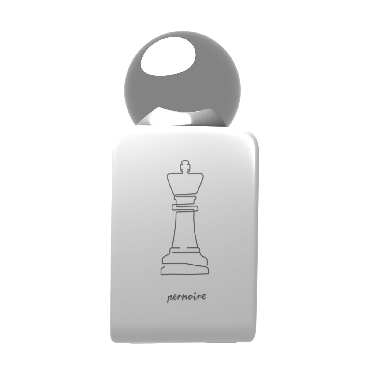 Pernoire - Odus Collection - Oudian Parfumflakon in elegantem Weiß mit glänzendem silbernem Verschluss und Schachfigur-Motiv