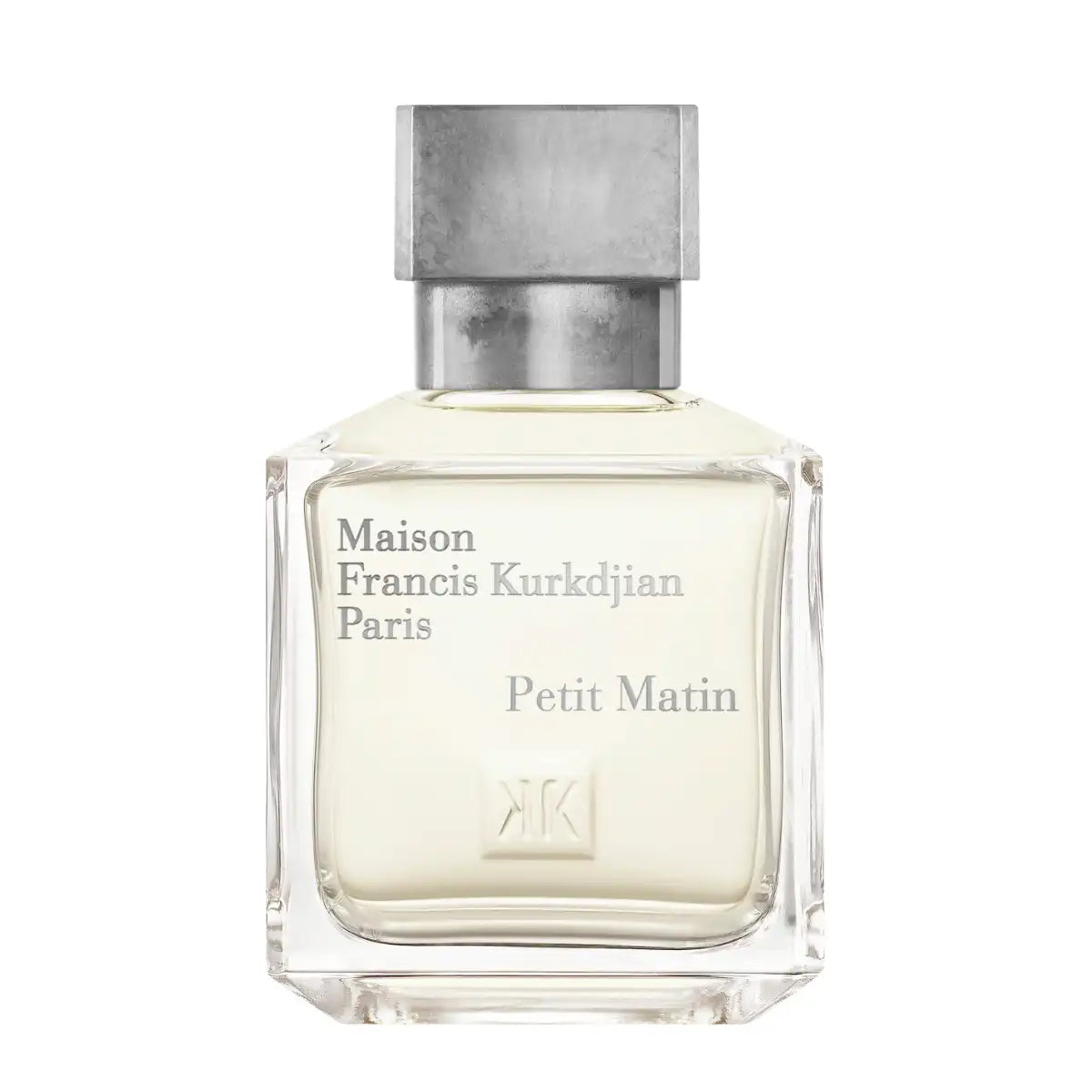 Maison Francis Kurkdjian Paris - Petit Matin klarer Flakon mit silbernem Verschluss auf weißem Hintergrund