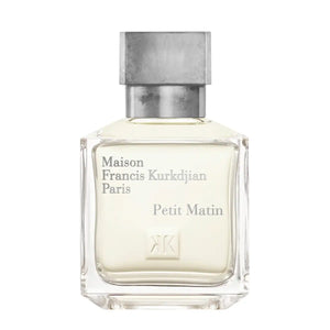 Maison Francis Kurkdjian Paris - Petit Matin klarer Flakon mit silbernem Verschluss auf weißem Hintergrund