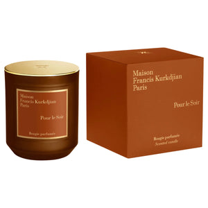 Maison Francis Kurkdjian Paris - Pour le Soir - Duftkerze im bernsteinfarbenen Glas mit goldfarbenem Deckel und edler Geschenkbox