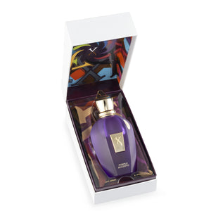 Xerjoff - Vibe - Purple Accento Flakon in edlem Violett mit goldfarbenem Verschluss in kunstvoll gestaltetem Geschenkpaket