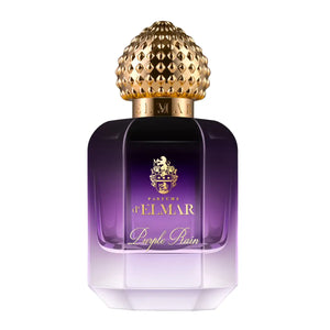 Parfums d'Elmar - Purple Rain Parfumflakon mit facettiertem goldfarbenem Verschluss und Farbverlauf von Dunkel- zu Hellviolett