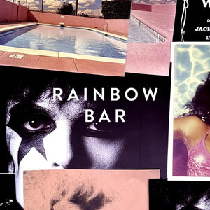19-69 - Rainbow Bar Collage mit Pool, 1980er Glamrock-Make-up und retrofarbenem Stil, inspiriert von Westküste Kalifornien