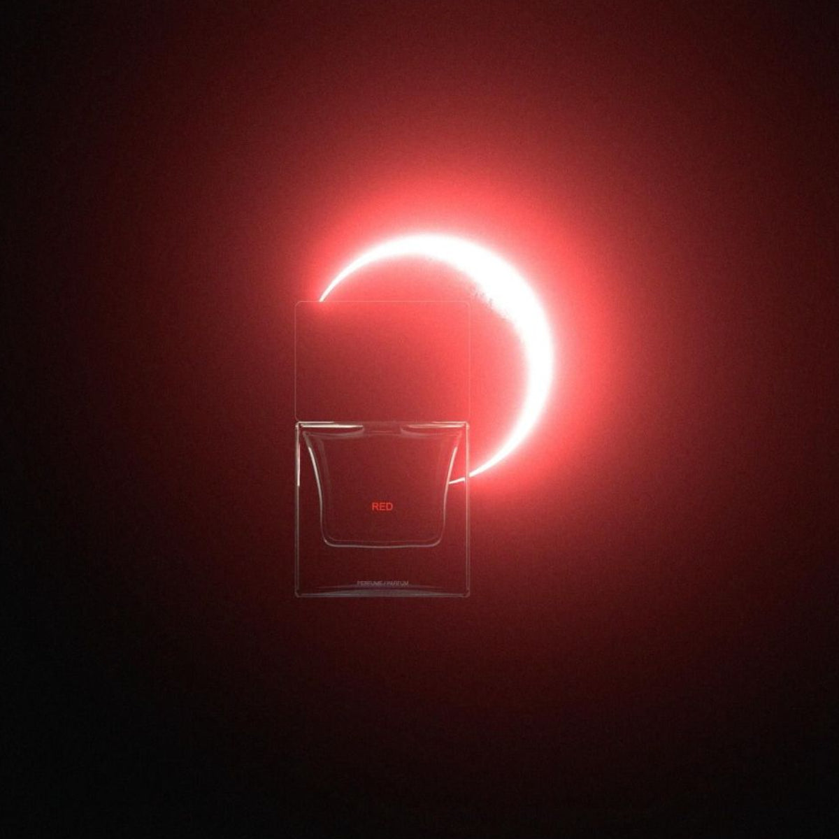 Sora Dora - Red vor rotem Lichtschein mit mystischer, eleganter Aura und exklusiver Duftkomposition zum Jubiläum