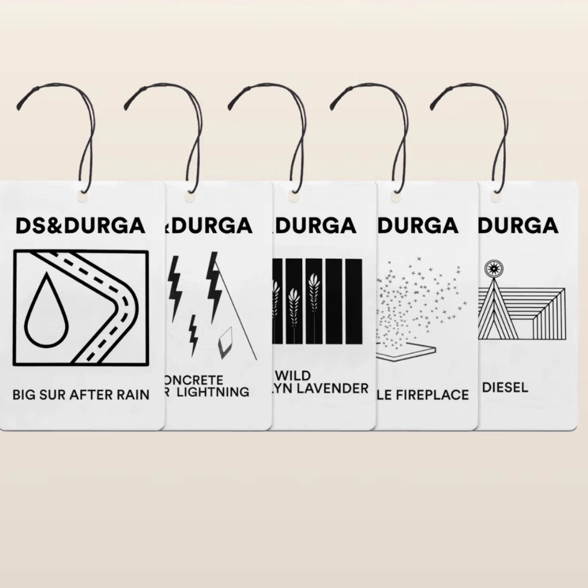 D.S. & Durga - Road Trip Hits - Car Fragrance Set mit fünf frischen Autodüften in minimalistischem Schwarz-Weiß-Design