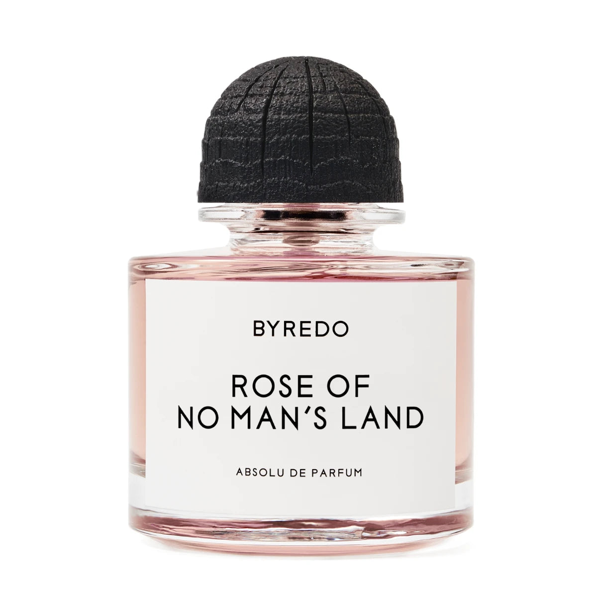 Byredo - Rose of no Man's Land - Absolu de Parfum in rundem Flakon mit schwarzem, strukturiertem Verschluss und zartrosa Inhalt