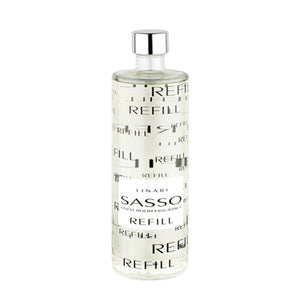 LINARI - Graphic Line - Sasso - Diffusor Refill klare Nachfüllflasche mit schwarzer Schrift und silbernem Verschluss