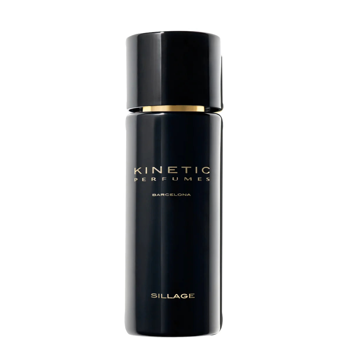 Kinetic Perfumes - Sillage Parfumflakon in elegantem Schwarz mit goldener Schrift und modernem, schlankem Design