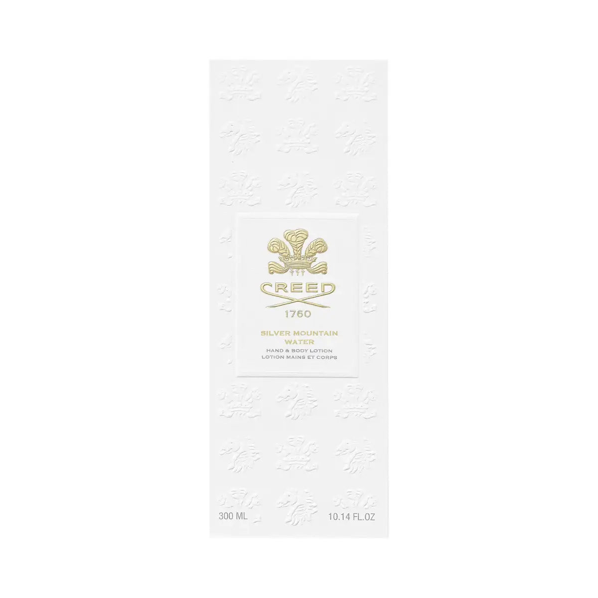 Creed - Silver Mountain Water - Hand & Body Lotion in eleganter weißer Verpackung mit goldfarbenem Logo und Prägung