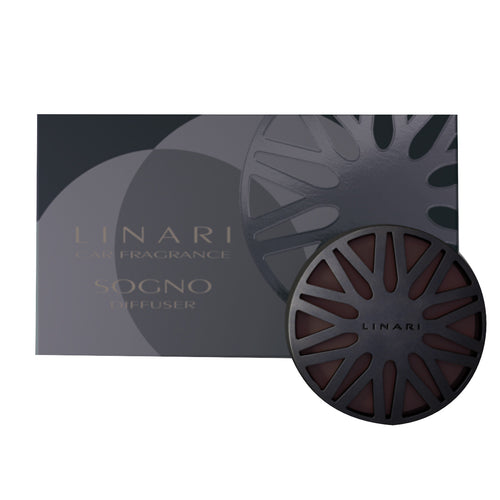 LINARI - Car Diffusor - Sogno mit elegantem dunklem Design und sanft-würzigem Duft aus Ingwer und Elemi