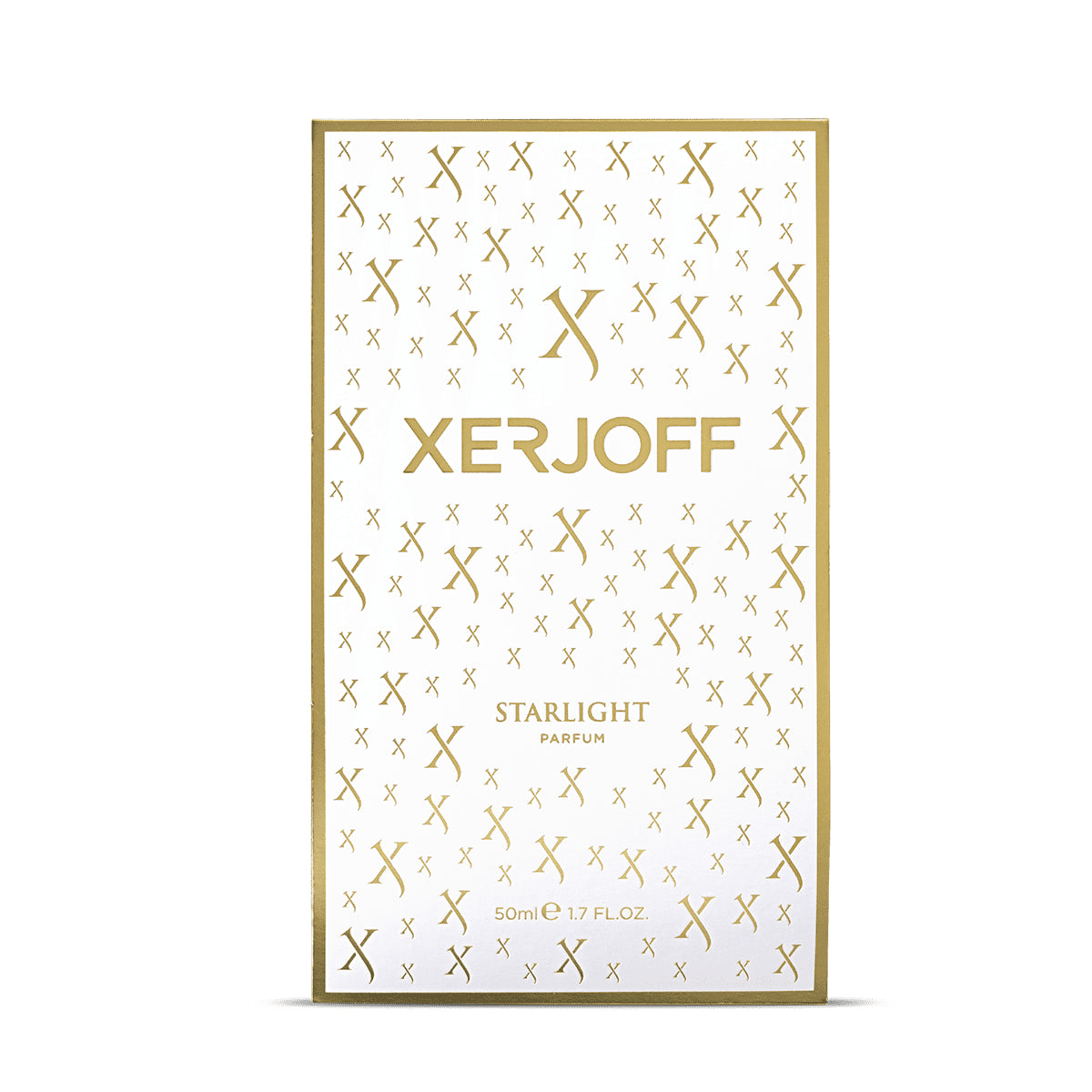 Xerjoff - Spotlight - Starlight edle Parfumverpackung mit goldenen X-Motiven auf weißem Hintergrund in eleganter Gestaltung